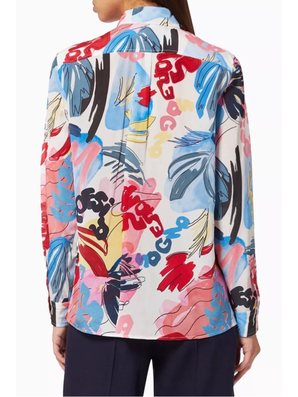 MARELLA 🔥 Pure Silk Abstract Floral Button-Up Blouse in Multi-Color (RARE Find) - Picture 3 of 5